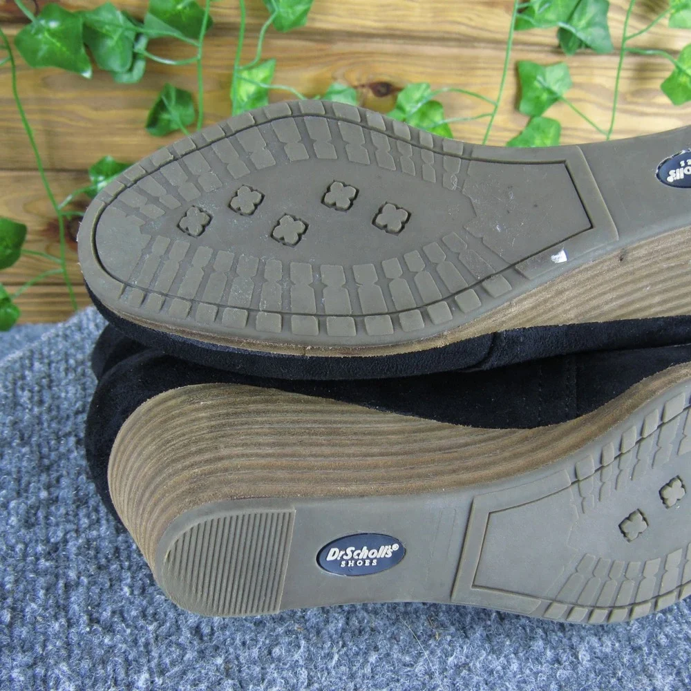 Dr Scholl's Dakota Women's 6.5 Wide Black Fabric Wedge Booties Comfort‎ Lace Up